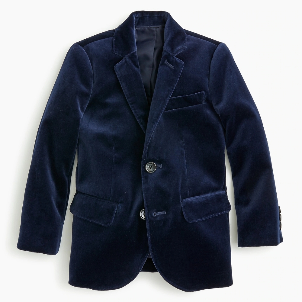 J.Crew Boys Velvet Button Up Blazer